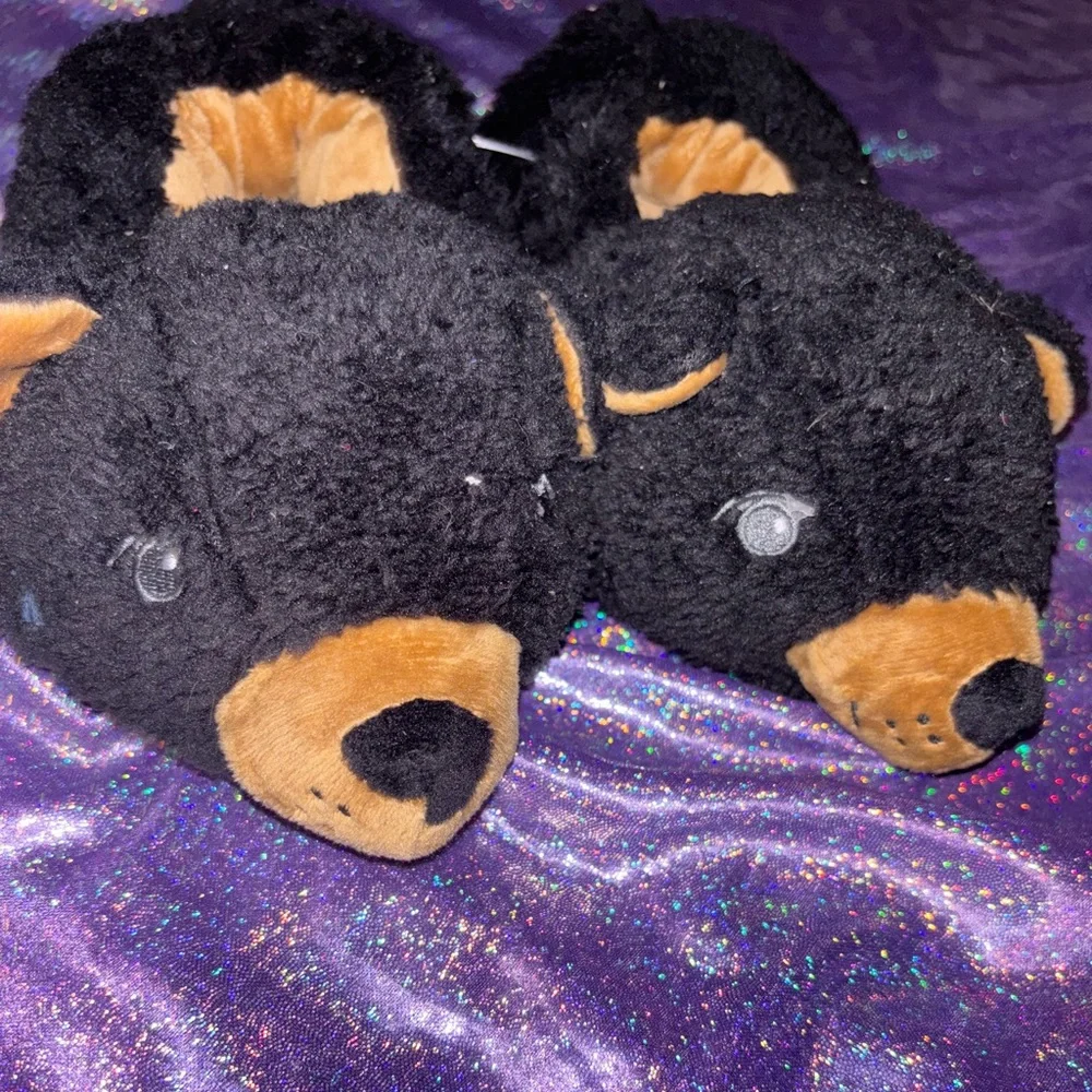 Kids Dearforms Black Bear Slippers